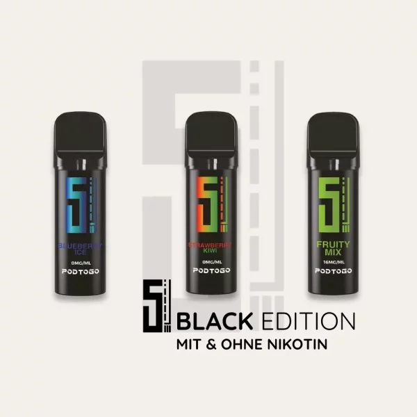 5EL PodToGo Pods Black Edition | Prefilled u. Wiederbefüllbar | 2ml